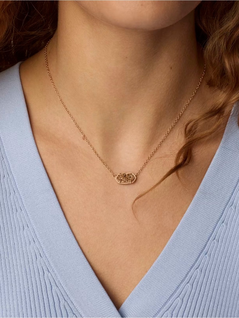 Kendra Scott Elisa Rose Gold Druzy Necklace and Ellie Rose Druzy Earrings